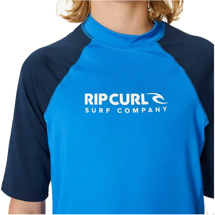 2024 Rip Curl Junior Shock UPF Chaleco De Lycra De Manga Corta Para Nio 124BRV - Blue Gum